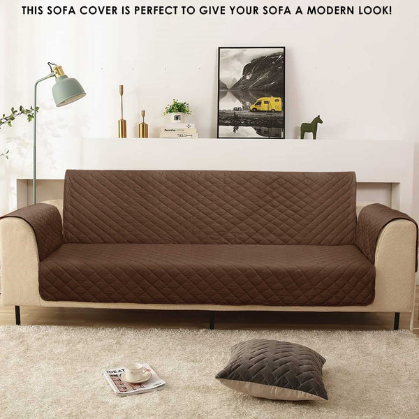 100% Waterproof Quilted Sofa Cover Brown- 11.11 Special