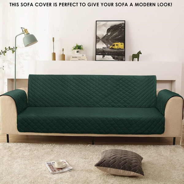 100% Waterproof Quilted Sofa Cover Green- 11.11 Special
