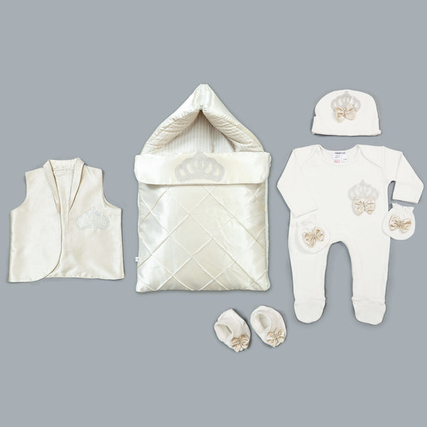 Beige Silk Carry Nest & Waistcoat Baby Bundle