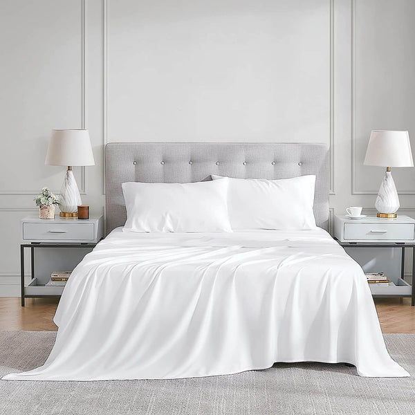 Plain White Sateen Bedsheet Set