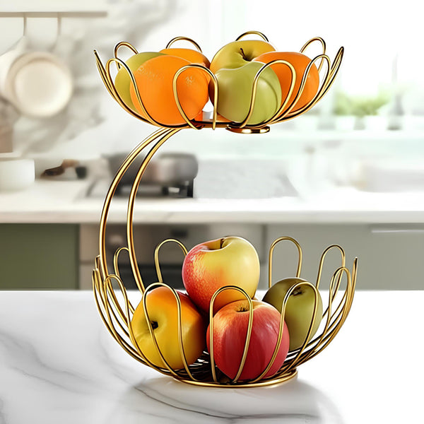 2-Tier Golden Crescent Fruit Basket