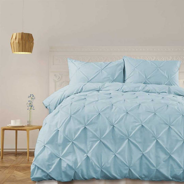 Sky Blue Pintuck 8pcs Duvet Set