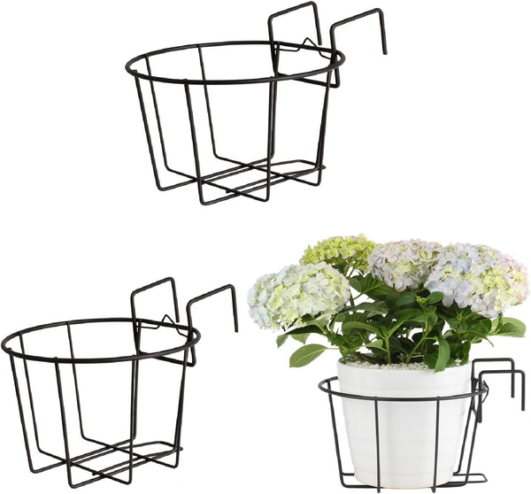 TreeLen 3Pack 10inch Railing Planters Outdoor Balcony Hanging Baskets for Plants Fence Planters