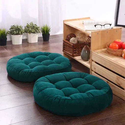 Round Shape Floor Cushion / Soft Meditation Cushion For Casual Seating In Teal Color