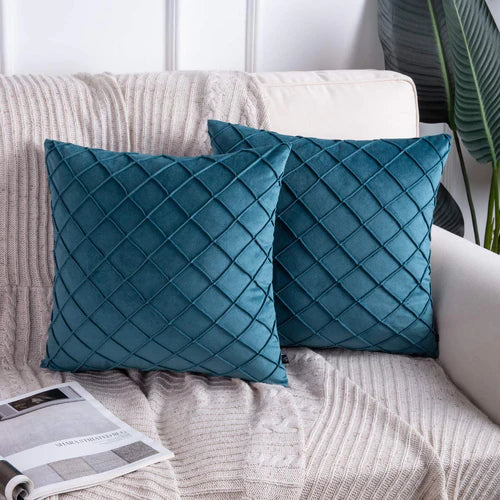 Zinc Velvet Pinch Pleated Cushion Cover