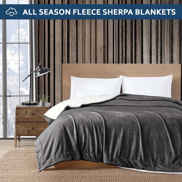 grey ultrasoft sherpa blanket