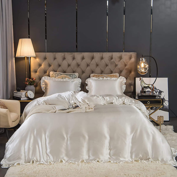 satin ruffled bridal bedset