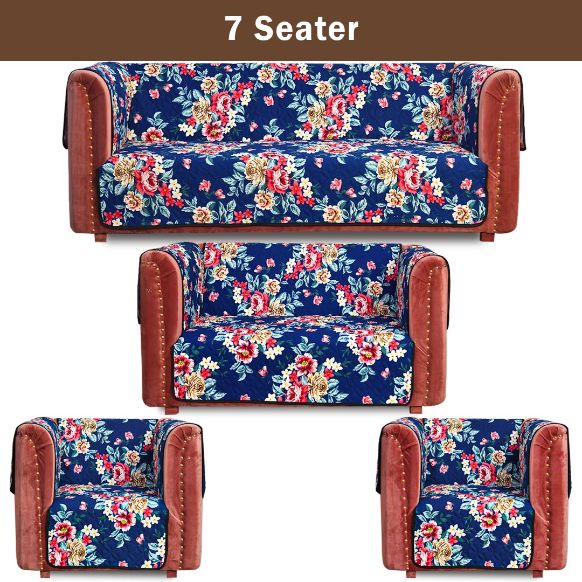 blooming flowers quilted sofa cover set