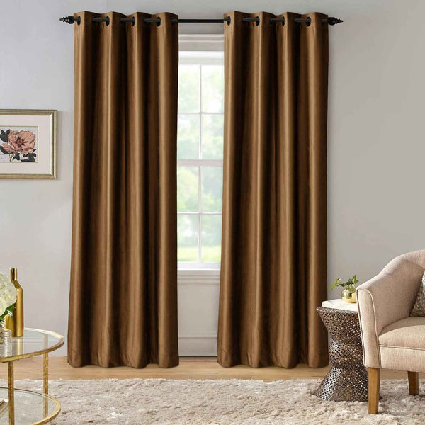 Ultrasoft & Fine Grommet Top Velvet Curtain Panels Brown