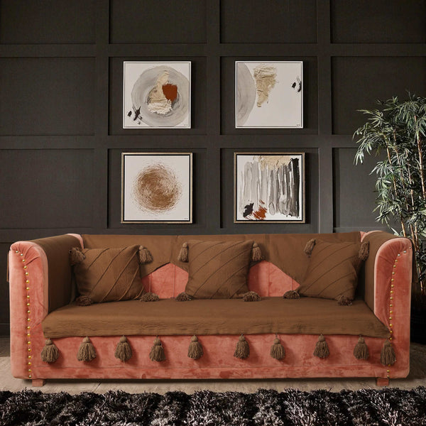 Camel Brown Luxury French Matelasse Sofa Cover