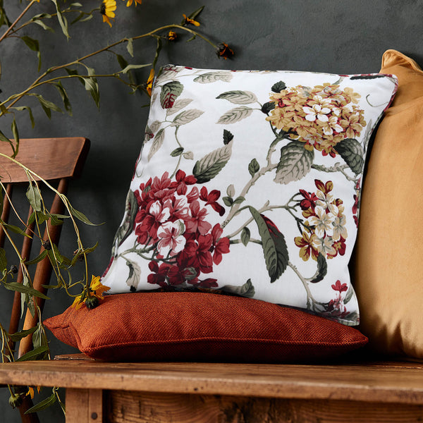 Floral Red Zip Cushion Cover
