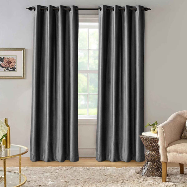 Ultrasoft & Fine Grommet Top Velvet Curtain Panels Grey