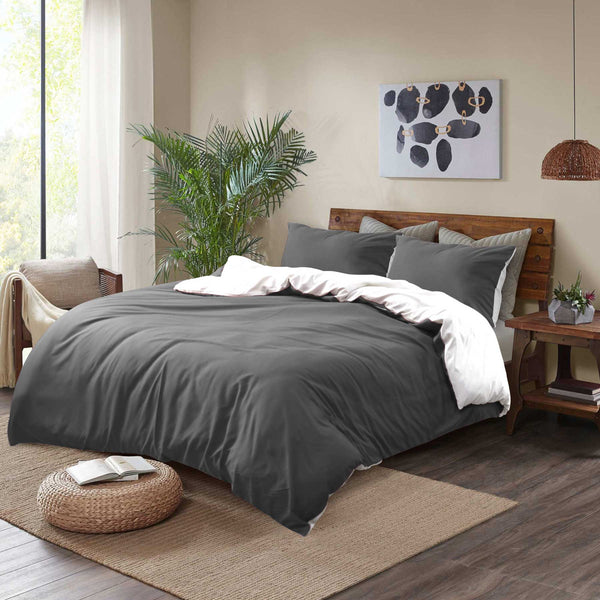 Grey & White Reversible Duvet Cover Set