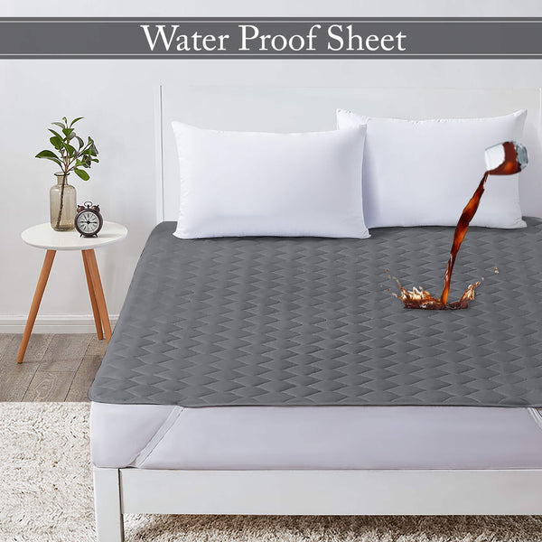 waterproof quilted mattress protectors with elastic strap grey
