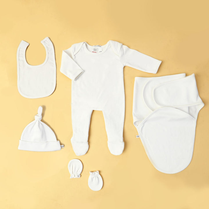 hospital bundle with romper and swaddle