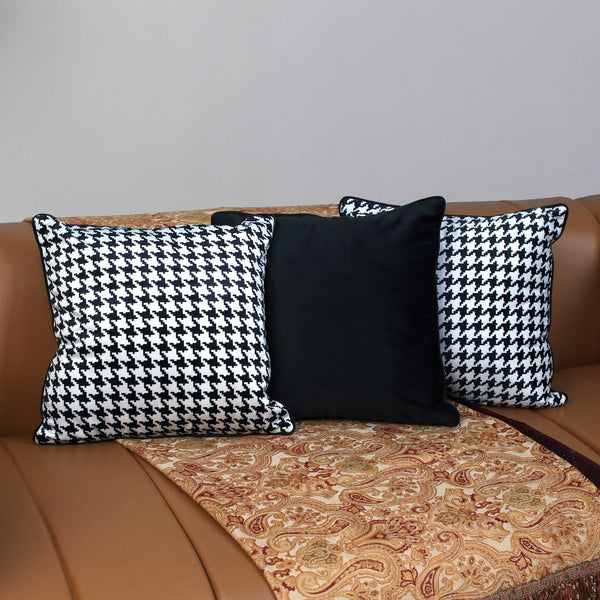 Lush Velvet Houndstooth Cushion Cover Set (Bundle of 3)