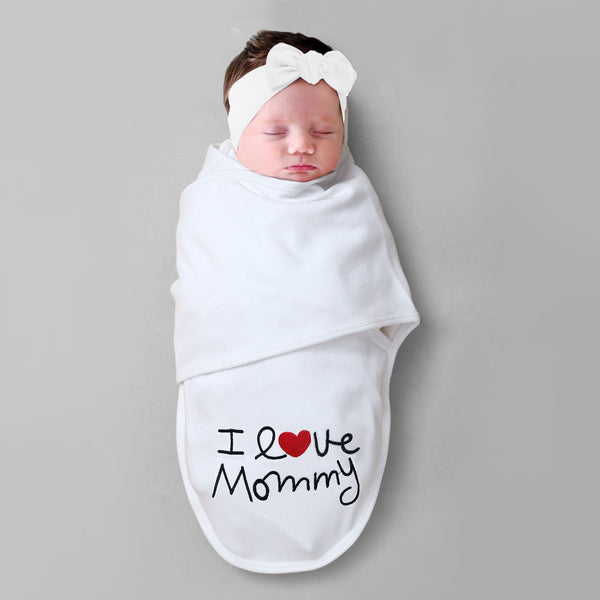 i love mommy embroidered baby swaddle