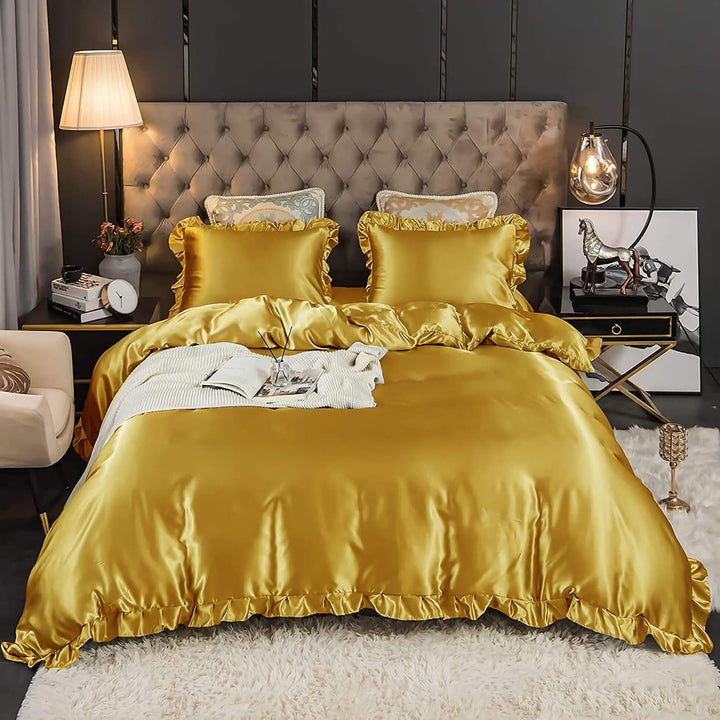 satin ruffled bridal bedset