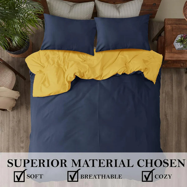 Ferrera Navy & Ochre Reversible-Bed Set