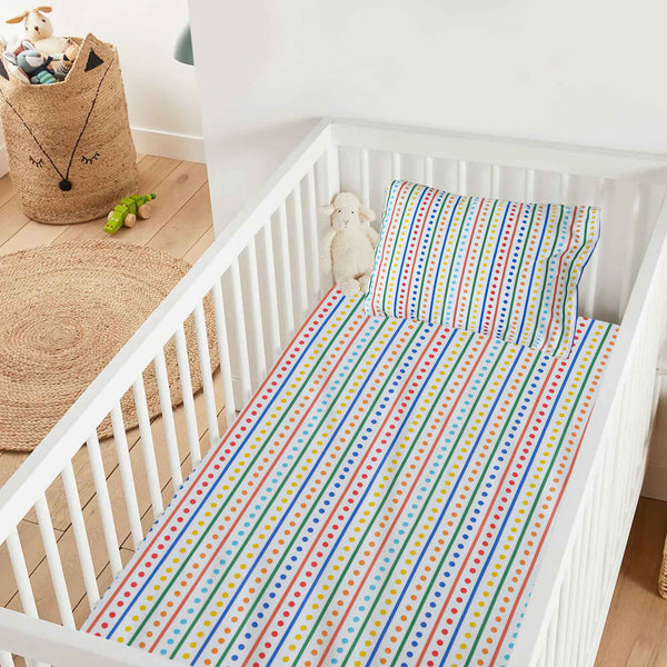 Rainbow Dots Bedsheet Sheet & Pillow