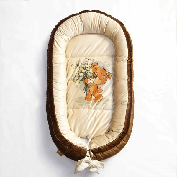 Teddy Bear Velvet Baby Snuggle Bed