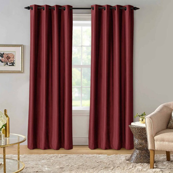 Ultrasoft & Fine Grommet Top Velvet Curtain Panels Maroon