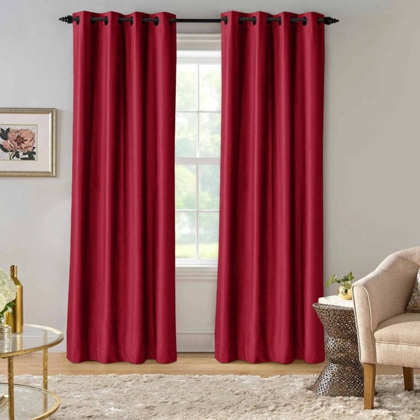 Ultrasoft & Fine Grommet Top Velvet Curtain Panels Red