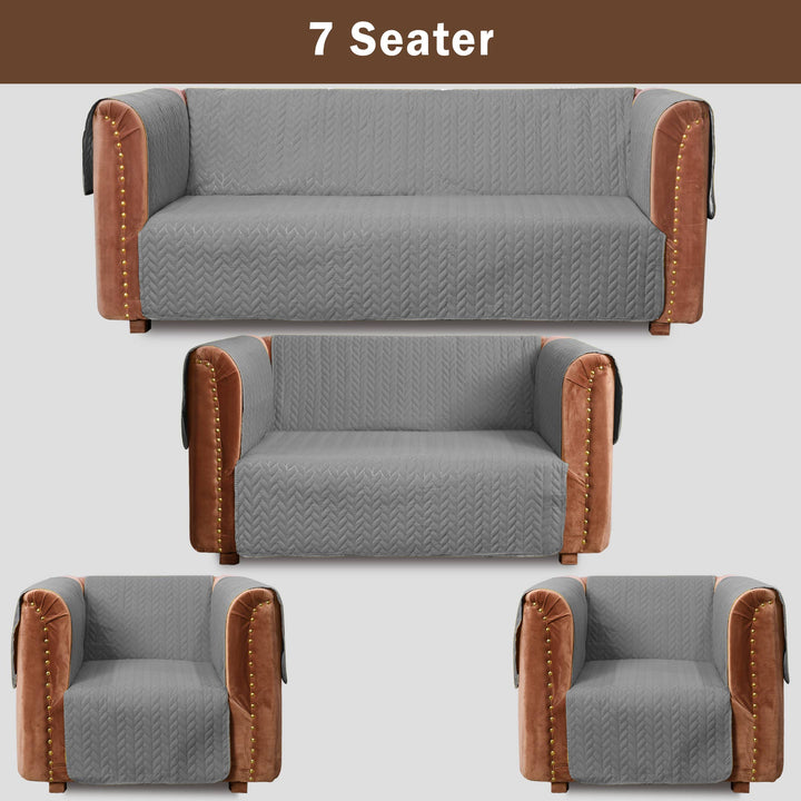 ultrasonic quilted sofa cover set grey