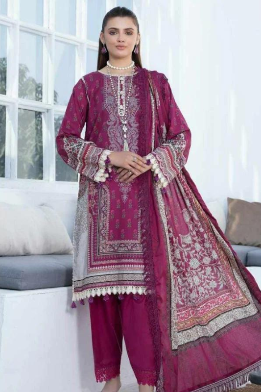 Ruby Radiance Lawn Suit