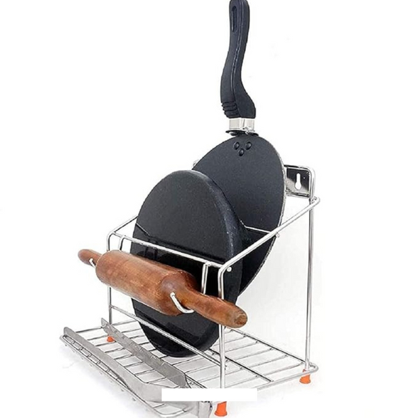 2-Tier Metal Kitchen Rack Organizer – Space-Saving Counter Shelf for Spices, Utensils & Chakla (Rust-Resistant, White Paint)