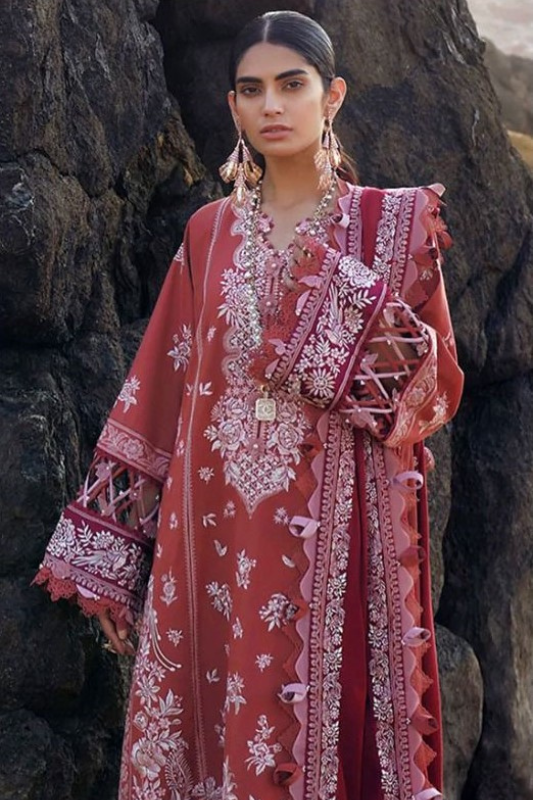 3 Piece Lawn Printed Embroidered Dress