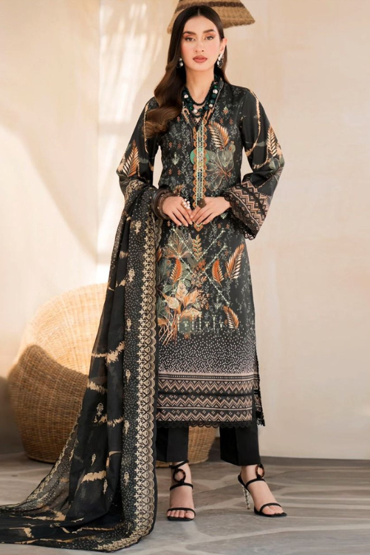 3 Piece Lawn Printed Embroidered Dress