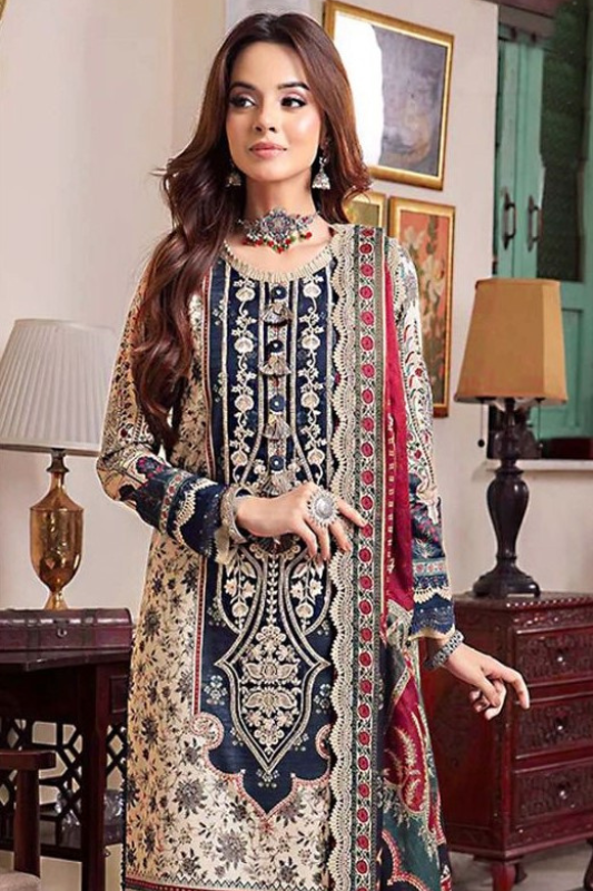 3 Piece Lawn Printed Embroidered Dress