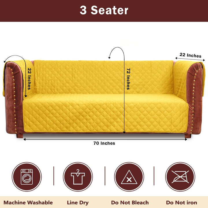 waterproof ultrasonic quilted sofa cover mustard