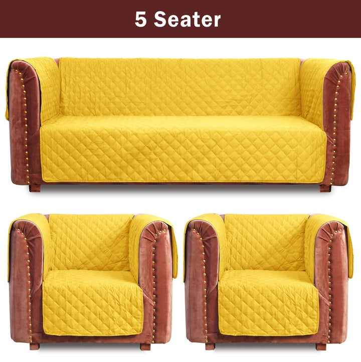 waterproof ultrasonic quilted sofa cover mustard