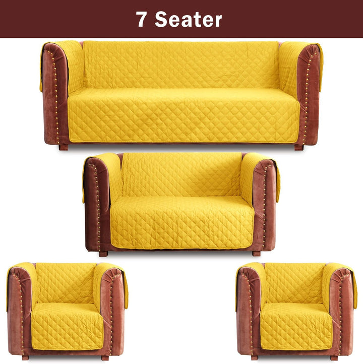 waterproof ultrasonic quilted sofa cover mustard
