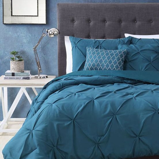 Denim Blue Pintuck 8pcs Duvet Set