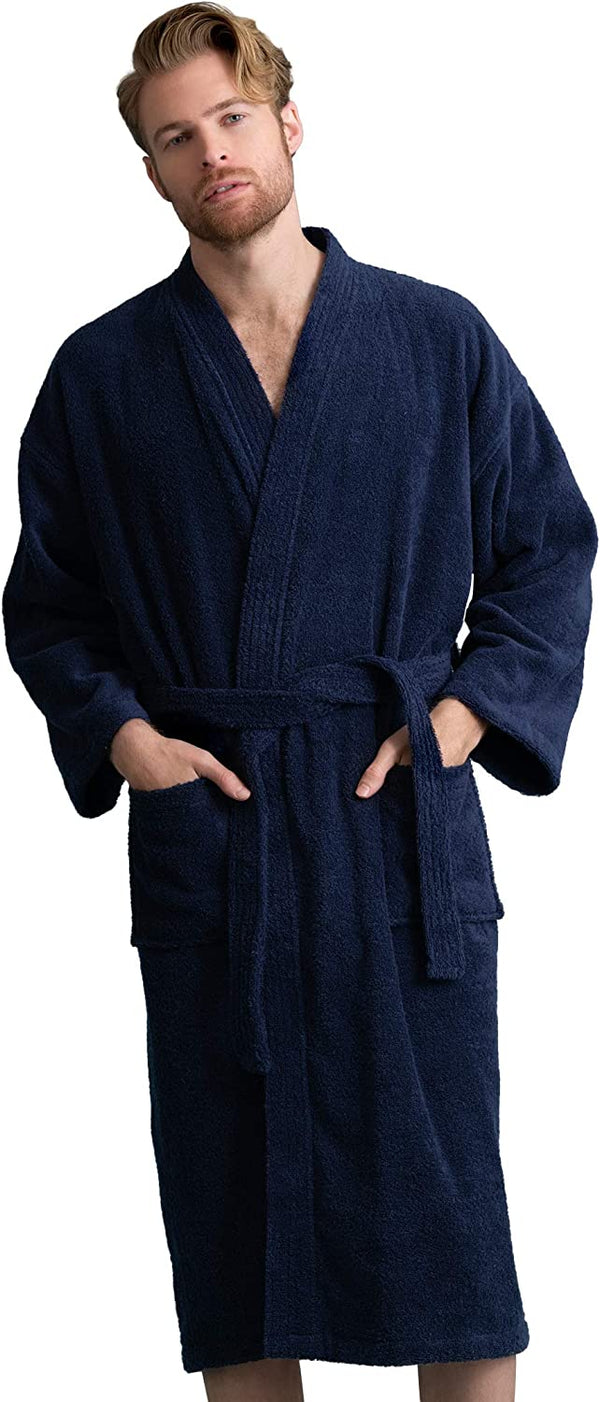Weave Cotton Bath Robe (Dark Blue)