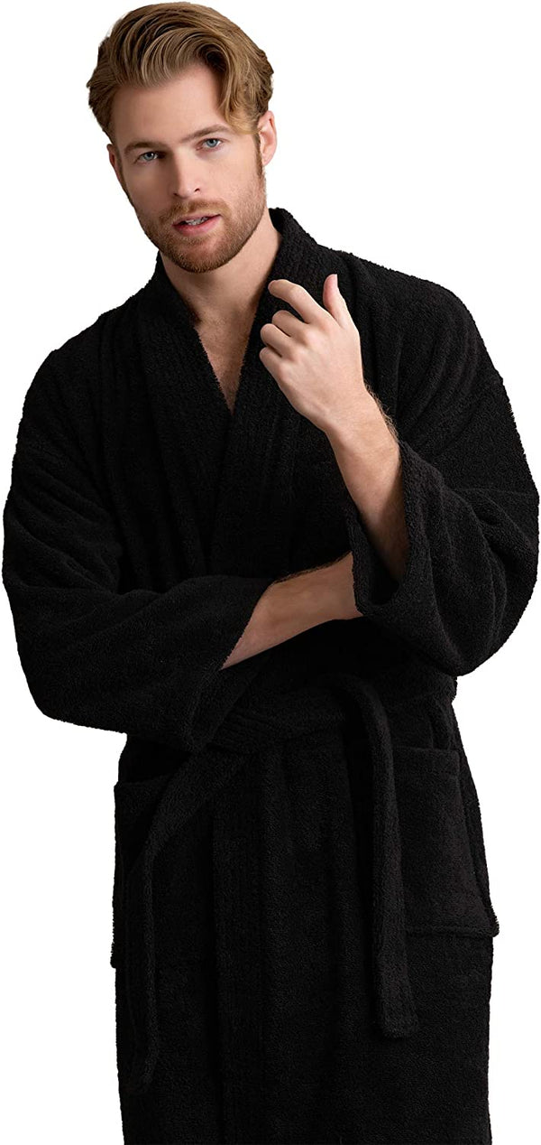 Weave Cotton Bath Robe (Black)