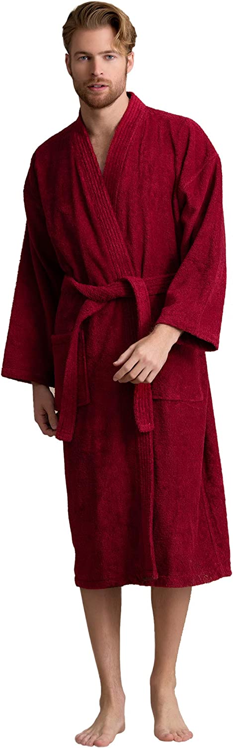 Weave Cotton Bath Robe (Burgandy Red)