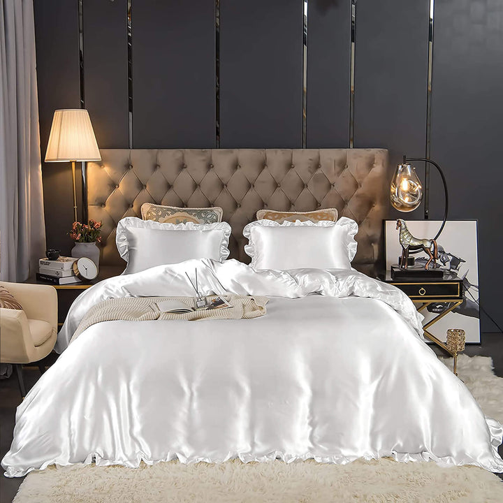 satin ruffled bridal bedset