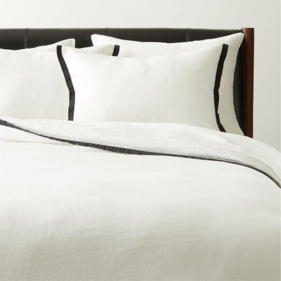 European White with Black Ribbon Duvet Set - The Thready