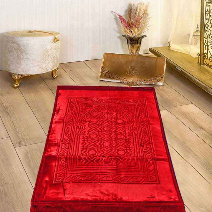 premium heatpress turkish mehrab embossed prayer mat