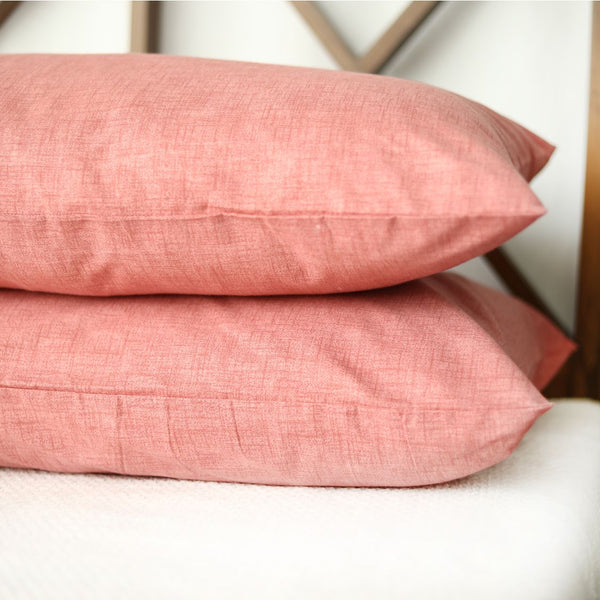Textured Red Polycotton Pillow Covers